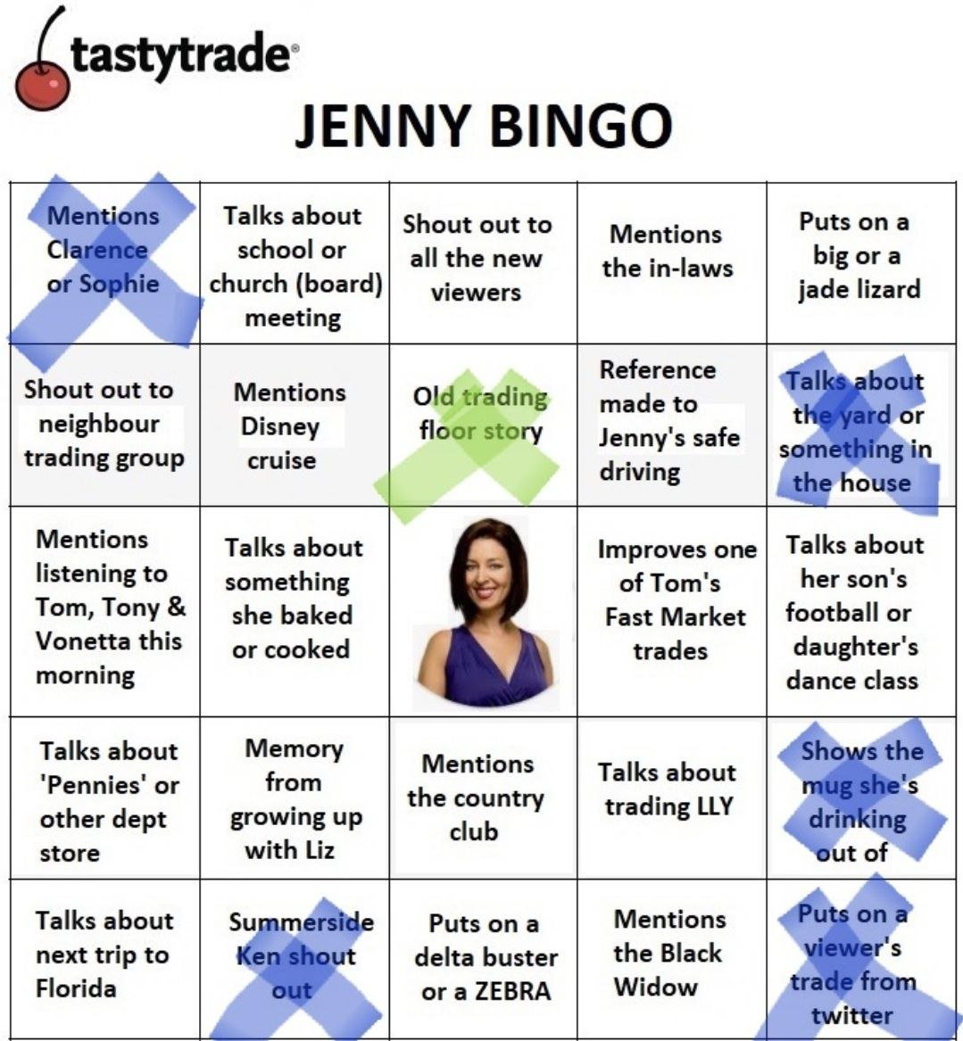 #LizJny Jenny's bingo!