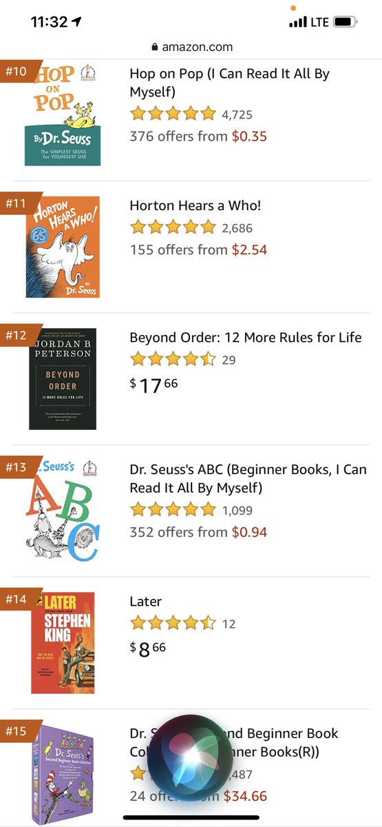 That notorious racist Dr Seuss is unfairly oppressing my new book Beyond Order to #12 on Amazon's bestseller chart (10 of the top 11 books are his) amazon.com/gp/bestsellers…