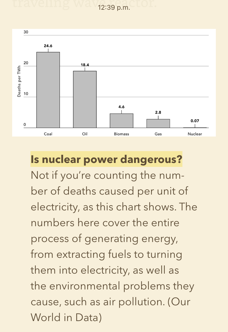 Oh, and nuclear is the safest way to generate electricity. Kudos again, Bill! 👍👍