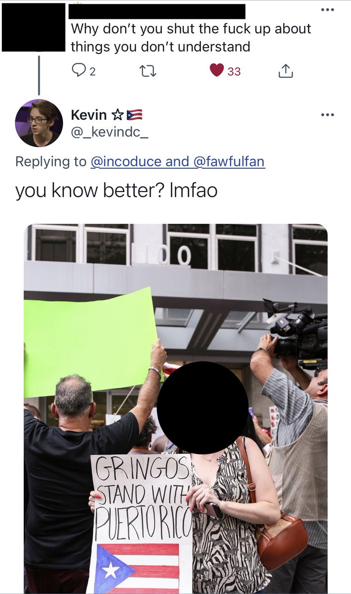 midnucas's tweet image. A former Hispanic Caucus Chairman for the @youngdems, and notable member of the Young Democrats of Puerto Rico, yesterday responded to a pseudonymous woman who opposed to statehood by posting an identifiable photo of her from two years ago at a #RickyRenucia protest in the USA.