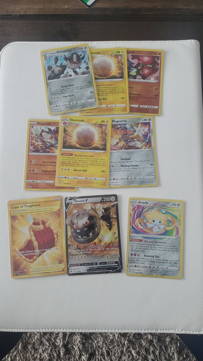 Tynam019's tweet image. Bought the last 6 packs in a booster box at my local shop...pulled 3 reverse holos, three holos and these other 3 beauties! #PokemonTCG #VividVoltage