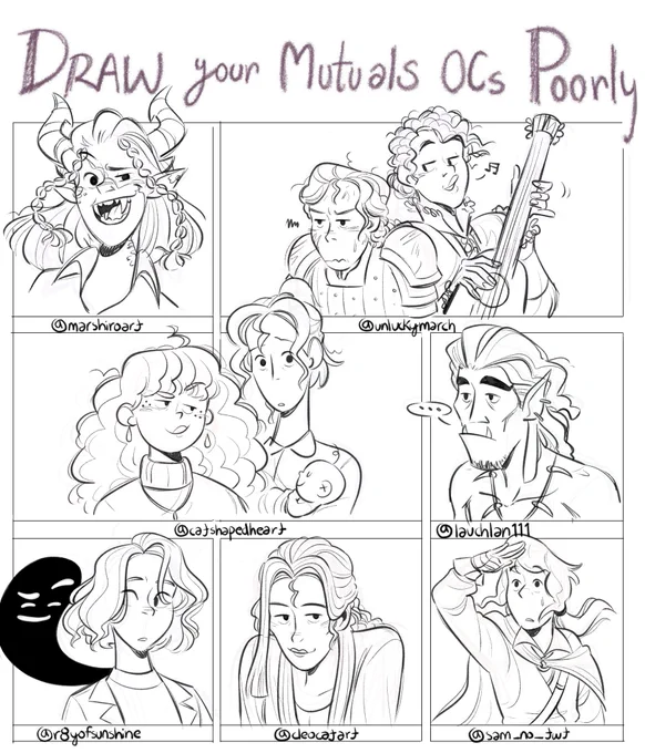 here they are!!! thank you for trusting me w your children ?✨

@marshiroart @unluckymarch @catshapedheart @lauchlan111 @r8yofsunshine @cleocatart @sam_no_twt @Erlkings_child @babyhelllboy @miarasart @tsukhood 