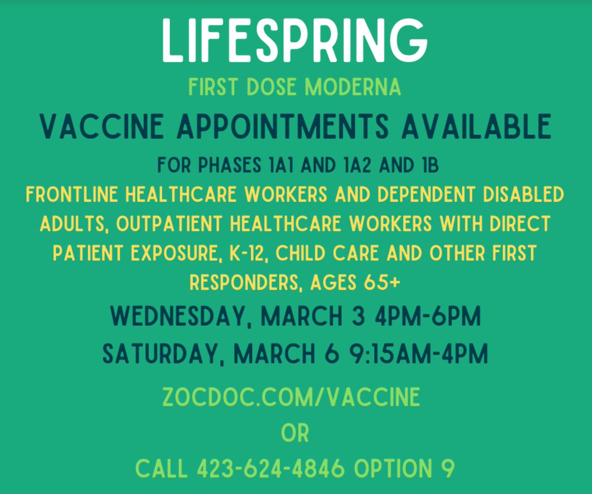There's even more opportunities to get vaccinated in #Chattanooga today and this weekend. Don't wait!