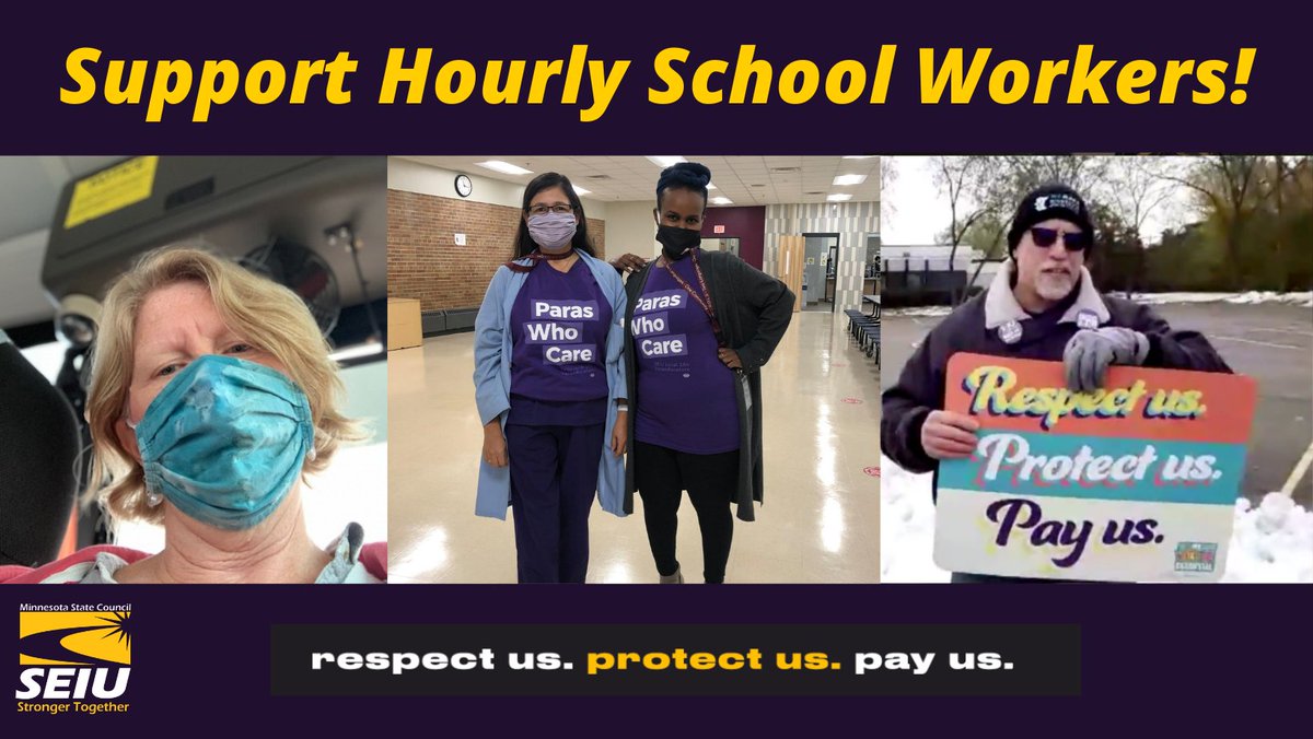 Tell your elected officials you support hourly school workers (bus drivers, paras, food service) who have been on front lines during COVID having access to unemployment insurance like everyone else. This exclusion is wrong &amp; needs to be fixed!

TAKE ACTION:seiu.mn/supporthourlyw…