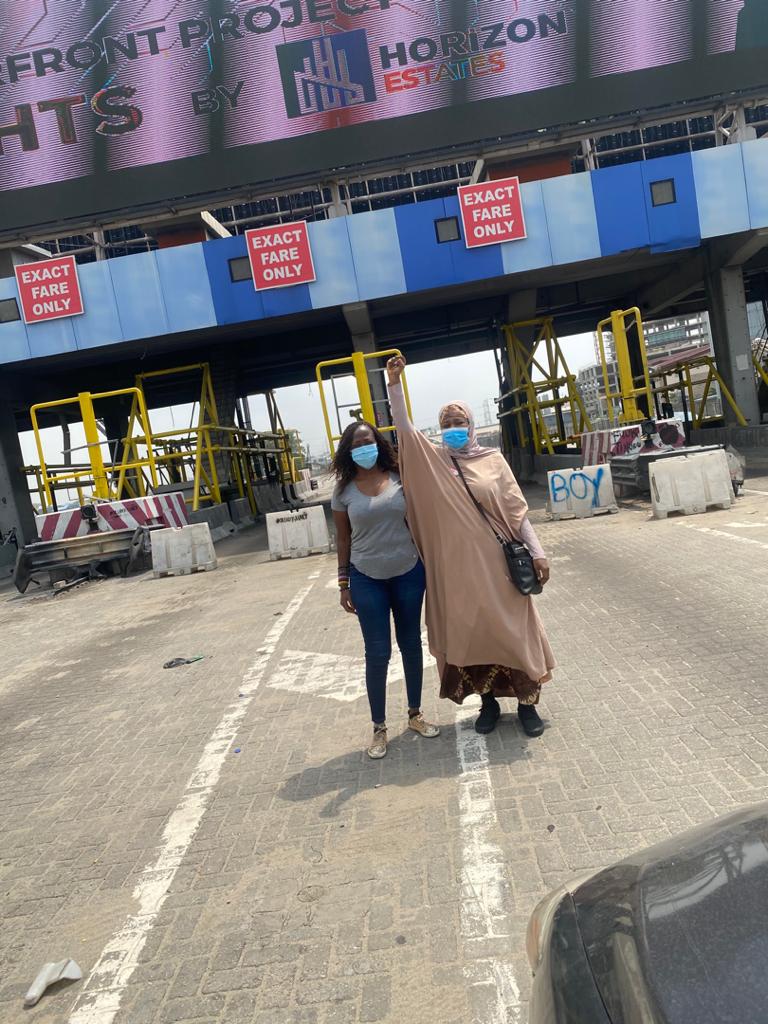With my sister <a href="/MKabrik/">MsBaryatKabrik</a> at the Lekki tollgate this afternoon. Our hearts were shattered.
It was painful, processing the barbaric act that happened there on the 20th of October 2020
#EndSars 
#SoroSoke 
#WeMove
