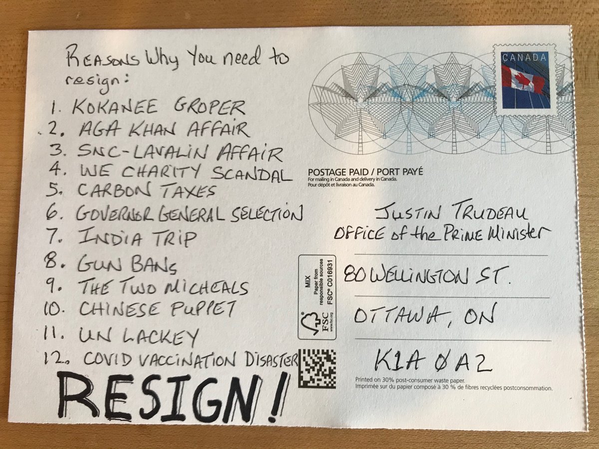 lockwood_brent's tweet photo. Completed my civic duty. Off to the mailbox. #TrudeauPostcard @CPC_HQ @PPC_Retweets #cdnpoli #TrudeauVaccineFailure #TrudeauMustGo #TrudeauRepeatOffender https://t.co/1tXUU4zcND
