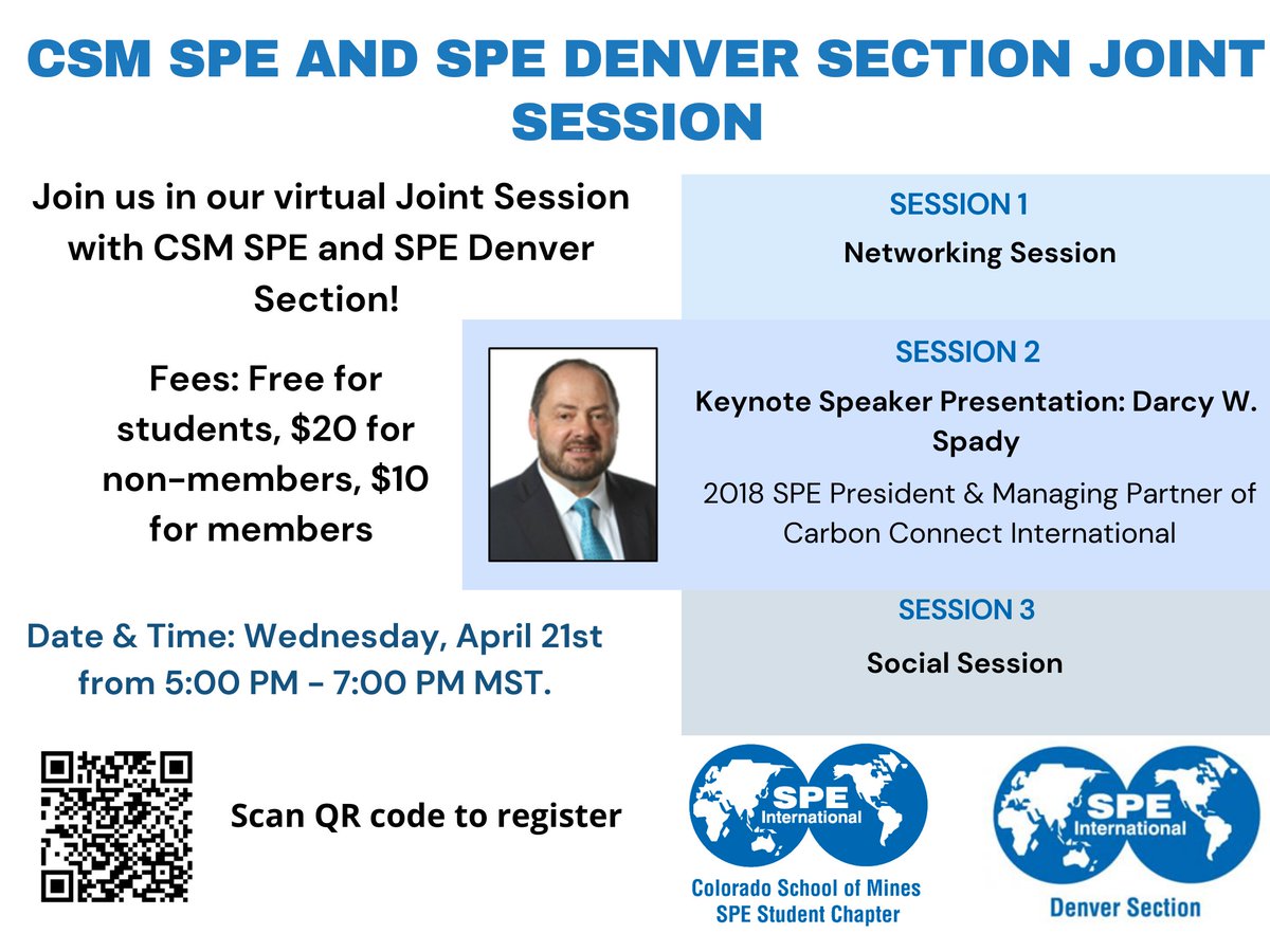 2021 CSM SPE AND SPE DENVER SECTION JOINT SESSION 

CLIMATE CHANGE &amp; ENERGY SUPPLY: ARE YOU AN OSTRICH OR AN EAGLE?

Registration Link: denverspe.org/registration/e…