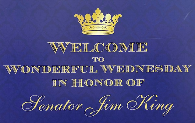 Please raise a glass tonight in honor of Wonderful Wednesday as we remember our dear friend, Senate President Jim King. While we aren’t able to celebrate together in person this year, we hope everyone celebrates him individually today during the Jim King Happy Hour. #JimKing8