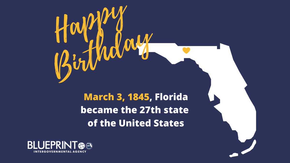 Blueprint_IA's tweet photo. On March 3, 1845, #Florida became the nation's 27th state. Happy Birthday to the Sunshine State! 🌞🌴🏖❤ 
#HBDFlorida #Tally #Tallahassee #TLH #176years #BPIA https://t.co/1aK1VScX62