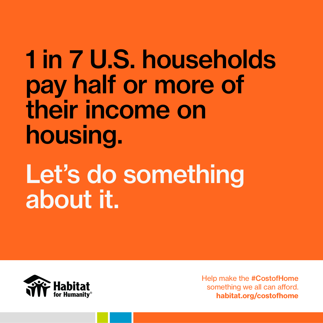 HabitatVoices's tweet photo. Everyone deserves to build the foundation for a stable, healthy future for themselves and their families — no matter who they are, where they live or how much money they earn. Join us to help make the #CostOfHome affordable: https://t.co/ZCNbjKUymY. https://t.co/ZtgvKETx92