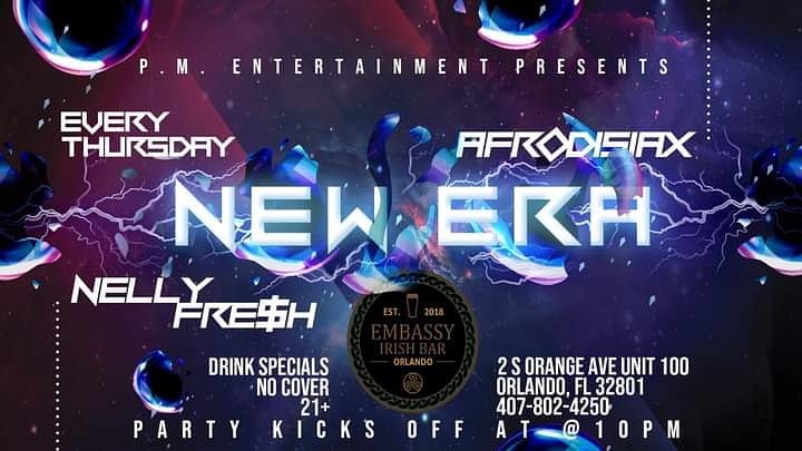 PMENTWORLDWIDE's tweet image. This and every thursday night at Embassy Irish Bar in downtown Orlando with AfrodisiaX and Nelly Fre$h.  See you there!  No cover.
Event link:  fb.me/e/3iKwMoa2z