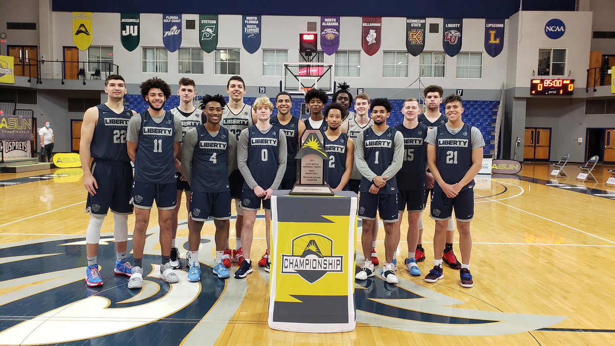 ASUN_MBB's tweet image. Presenting your 2021 #ASUNMBB Regular Season Champions 🏆🏀

@LibertyMBB_ captured its 3rd consecutive title 💯👏