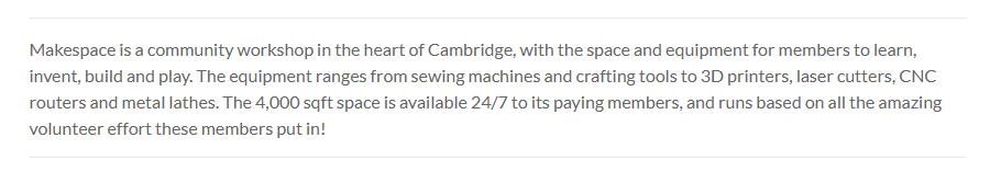 @MooseAllain There's a great example in Cambridge - makespace. £40/month for access to a great space & huge range of equipment. Would be great to see similar things in High Streets. Repair Cafes, Men's Sheds etc. too. So much potential. web.makespace.org