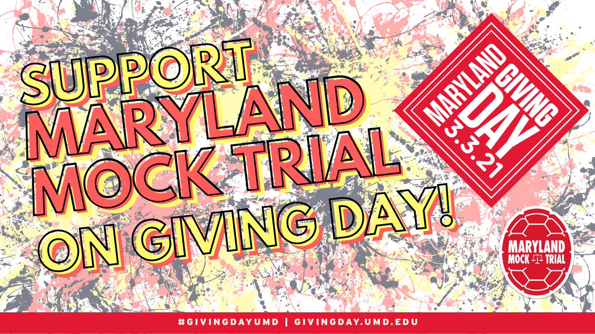 It's #GivingDayUMD! Help launch the next generation of #TrialTerps by supporting Maryland Mock Trial. 

Your donation will allow more students to compete and every student to participate no matter their financial situation. Every donation helps! go.umd.edu/SupportMockTri…