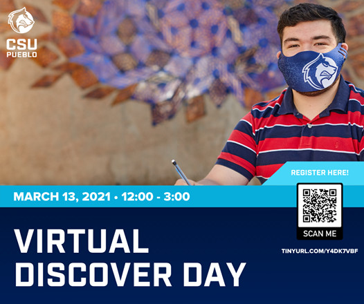 CSUPueblo's tweet photo. #FutureThunderWolves Join us Sat., March 13, 12-3pm, for Virtual Discover Day. Get your chance to win a $1,000 scholarship! Speak with Admissions & Financial Aid, learn about campus resources, Q&A panel with students, & more. Register today! #CSUPueblo https://t.co/puLalh0BAz https://t.co/V5QouwBoFN