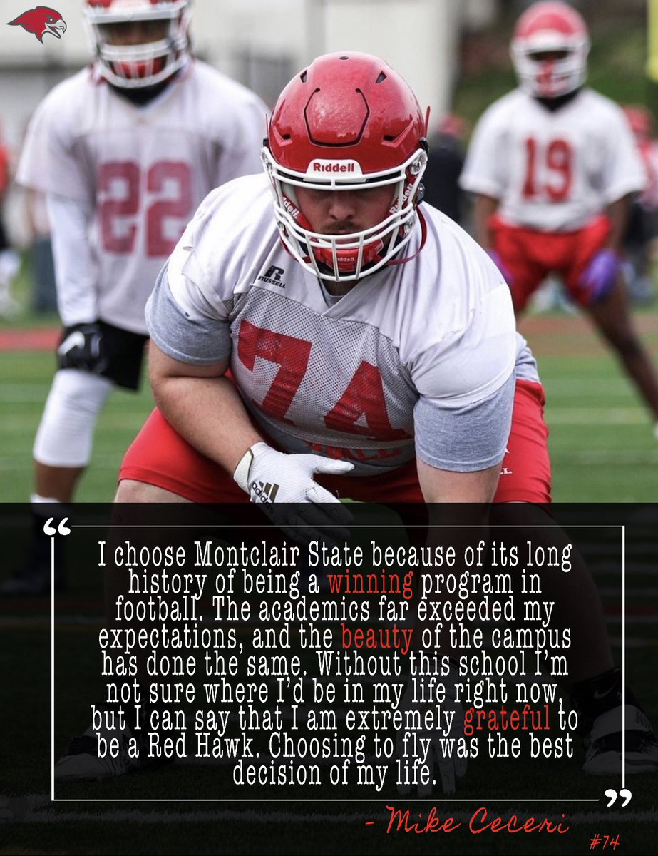 #WhyWednesday - Junior Mike Ceceri on why he chose Montclair State 
#ComeFlyWithUs
#KeepPounding
#Family
#d3fb
@montclairstateu @msuredhawks @MSUadmission @MontclairAlumni  @RockyRedHawk @RedHawkNet1 @TheMontclarion @d3football @D3FBHuddle @NCAADIII @NCAA @NJACSports @WeAreAFCA