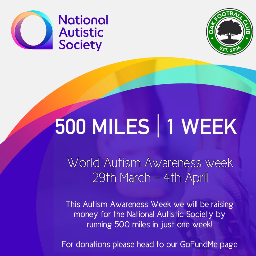 TheOakFC's tweet photo. We are fundraising for the National Autistic Society. 
Check out our @JustGiving page and please donate #JustGiving https://t.co/0jS4rYP3dI https://t.co/COtPxOppR4