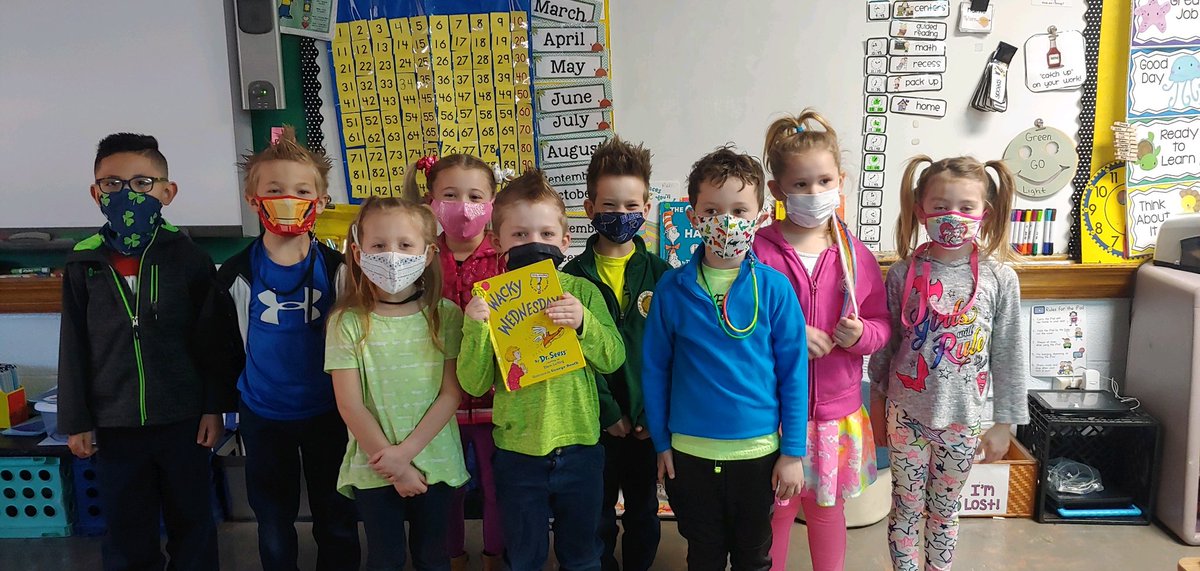 sbkshamrocks's tweet photo. What do you get when you combine "Wacky Wednesday" &amp; NEON day in kindergarten? 
Take a look at their school spirit! https://t.co/hL9BCJjXtY