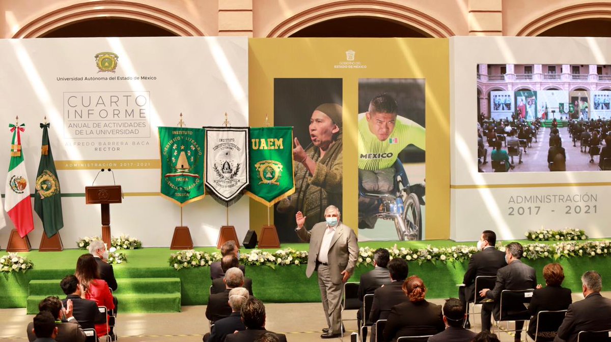 PJEdomex's tweet photo. Este 3 de marzo, el gobernador @alfredodelmazo y el presidente @magdosodi asisten al 4to Informe Anual de @Rector_UAEM en el edificio de Rectoría de @UAEM_MX, hoy es el 193 aniversario de la fundación del Instituto Científico del #Edomex, actual universidad estatal. https://t.co/An5ApqoQ1Y