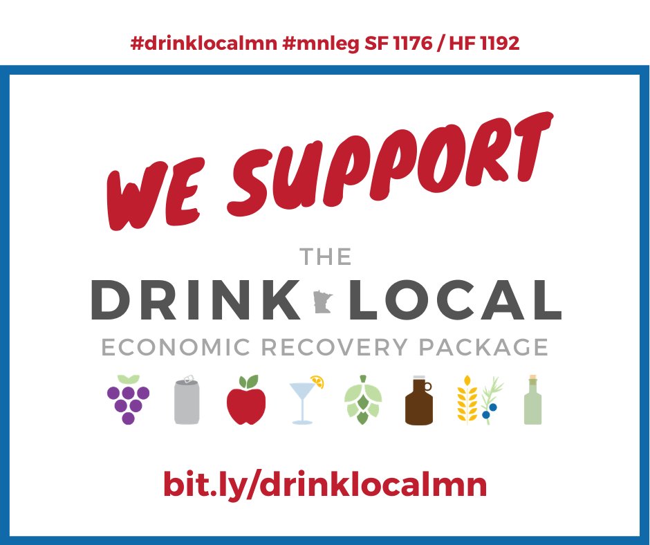 The Drink Local Economic Recovery Package would help thousands of MN small business by updating our laws, including letting breweries and brewpubs sell 12/16oz cans-to-go.

Take action to support this bill: mncraftbevcouncil.org/take-action/

#DrinkLocalMN
