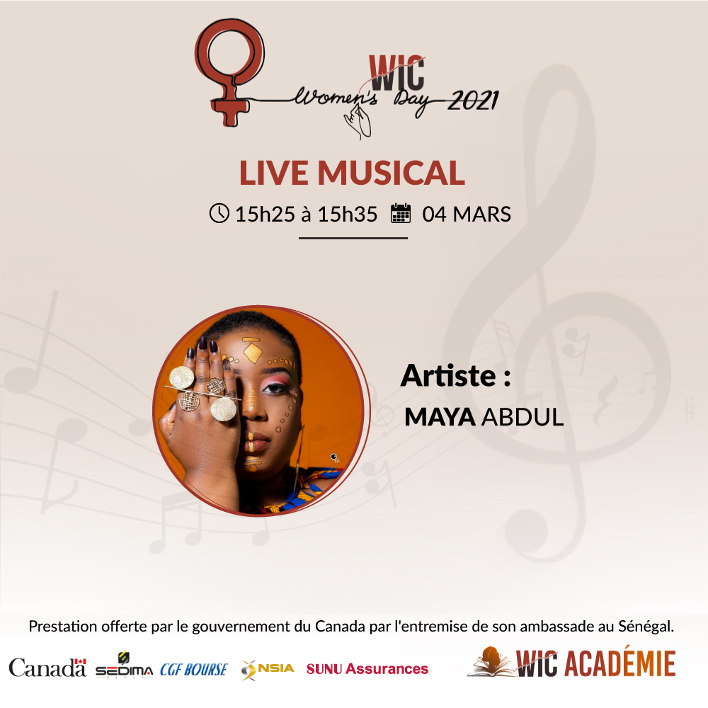 WIC_Senegal's tweet photo. Nous vous invitons à la prestation de @maayaabdul demain  à partir de 15h25 GMT en ligne. 
🔔🔔🔔 Dernières places à saisir en cliquant sur ce lien : https://t.co/VnSNQrM6M1 pour recevoir le lien d'accès Zoom.
@AmbCanSenegal 
#jiggenjitt #wicwomensday2021 https://t.co/X7VVttHUGB