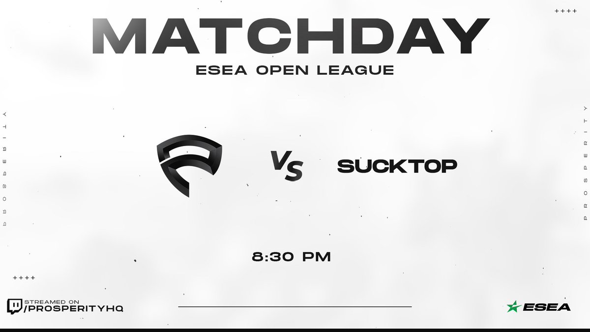 MATCH DAY!

Join us later as we look to bounce back from Sunday's defeat.

🆚 'SuckTop'
🕖 8:30pm
🗺️ Overpass
🎙️ <a href="/Bofferzz/">George Bray</a> 
🌐twitch.tv/ProsperityHQ

#ProsperTogether