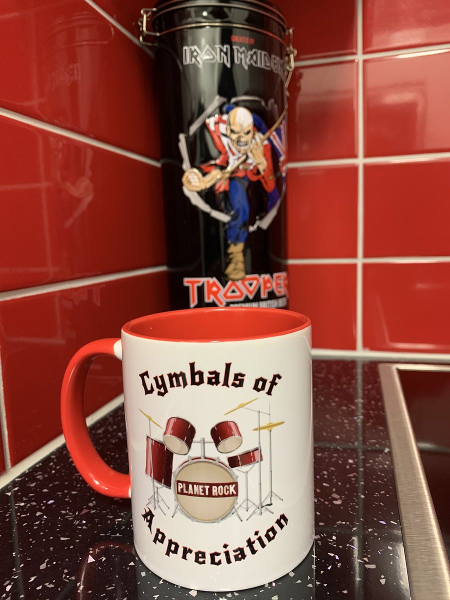 New mug shot! 😁 Big bonus it matches my kitchen! 😍 Huge thanks to Planet Rock for preserving my sanity while I work and Wyatt for my awesome charity COA mug that’s fundraising for MIND! Keep banging those drums &amp; never stop rocking!🤘😎🤘#cymbalsofappreciation #planetrock