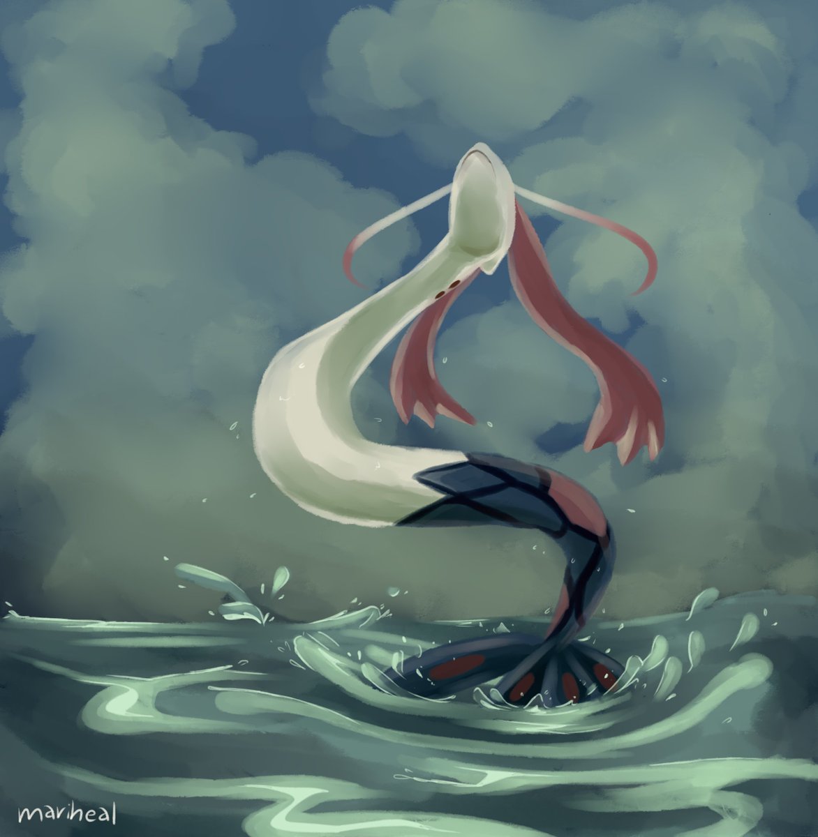 mariheal's tweet photo. Emerging Milotic!! Day 3 (suuuper laaaate) of a challenge I got into for the #PokemonDay https://t.co/FsXjkMaG3i
