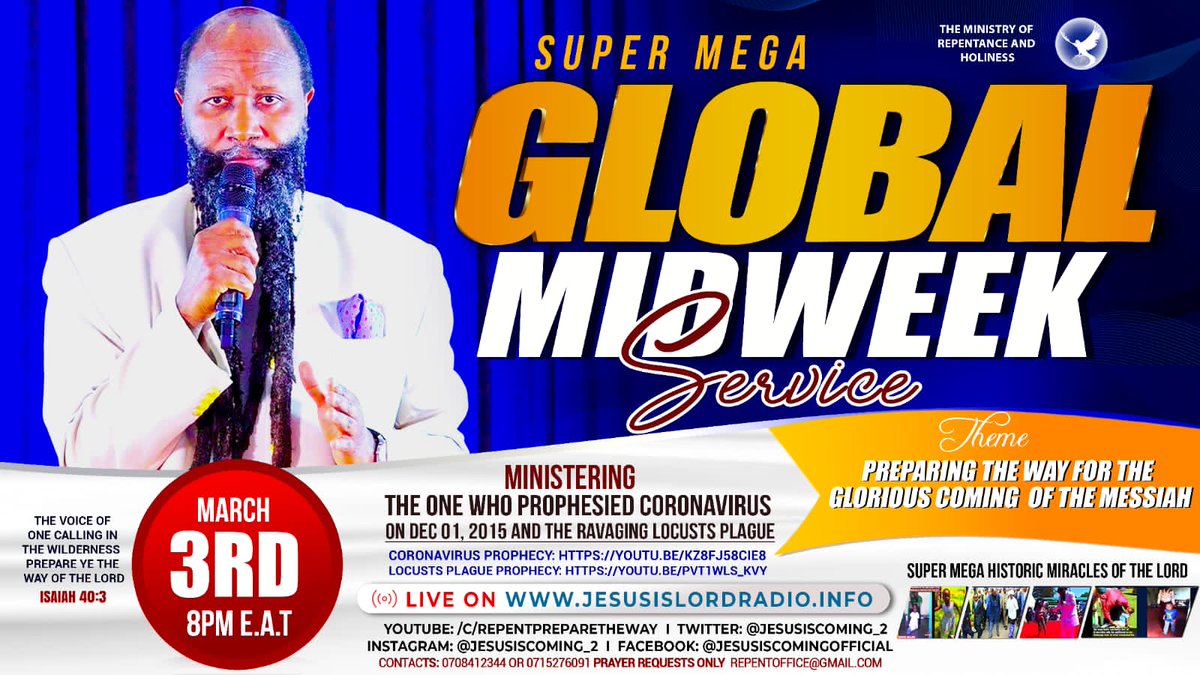 The Holy word is being preached here .All Nations should partake of this mighty end time message on Prepare the way for the coming messiah #HolyMidweekService