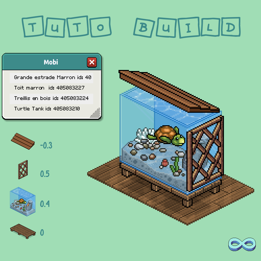 TUTO BUILD #1 🐢✨
───── ✩ ─────
#Habbo #HabboFR #Habbobuilder #Turtle
