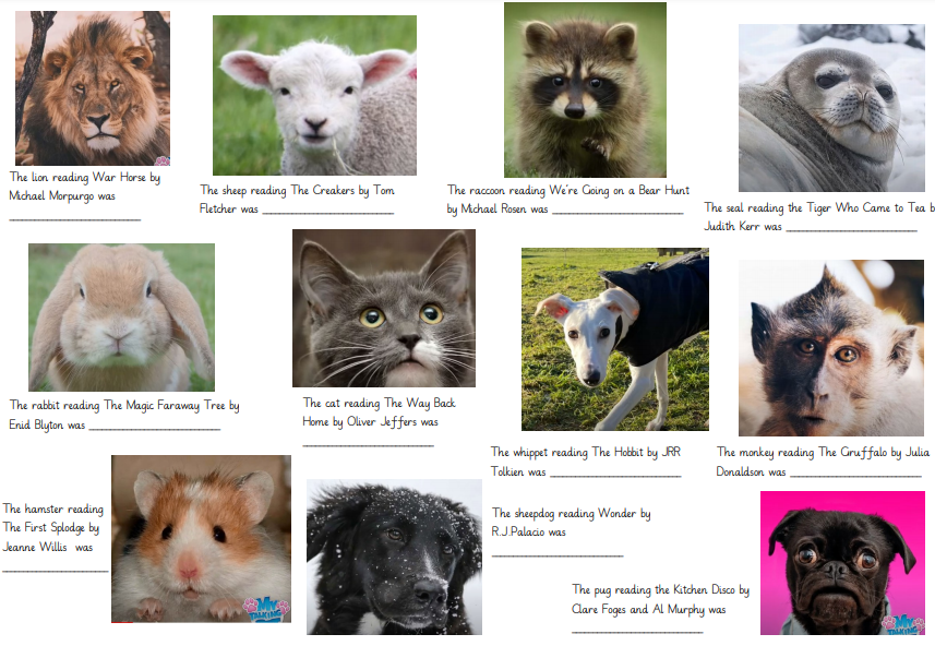 We cannot wait for World Book Day tomorrow! Here are all of the things that we have planned for you. We hope you love it all and especially our Masked Reader challenge. 
Will you be able to guess which teacher is which animal?
