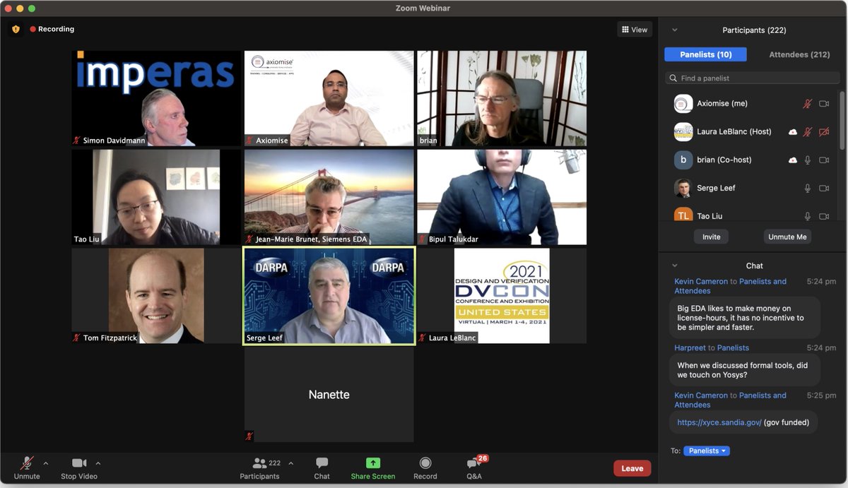 @dvcon_us '#Verification In The #opensource Era' Panel did not disappoint! @brian_esl @SemiEngineering who led a great discussion with panelists who had a variety of different perspectives. Thanks to all who listened in. #semieda #emulation #simulation #riscv #hardwaredesign