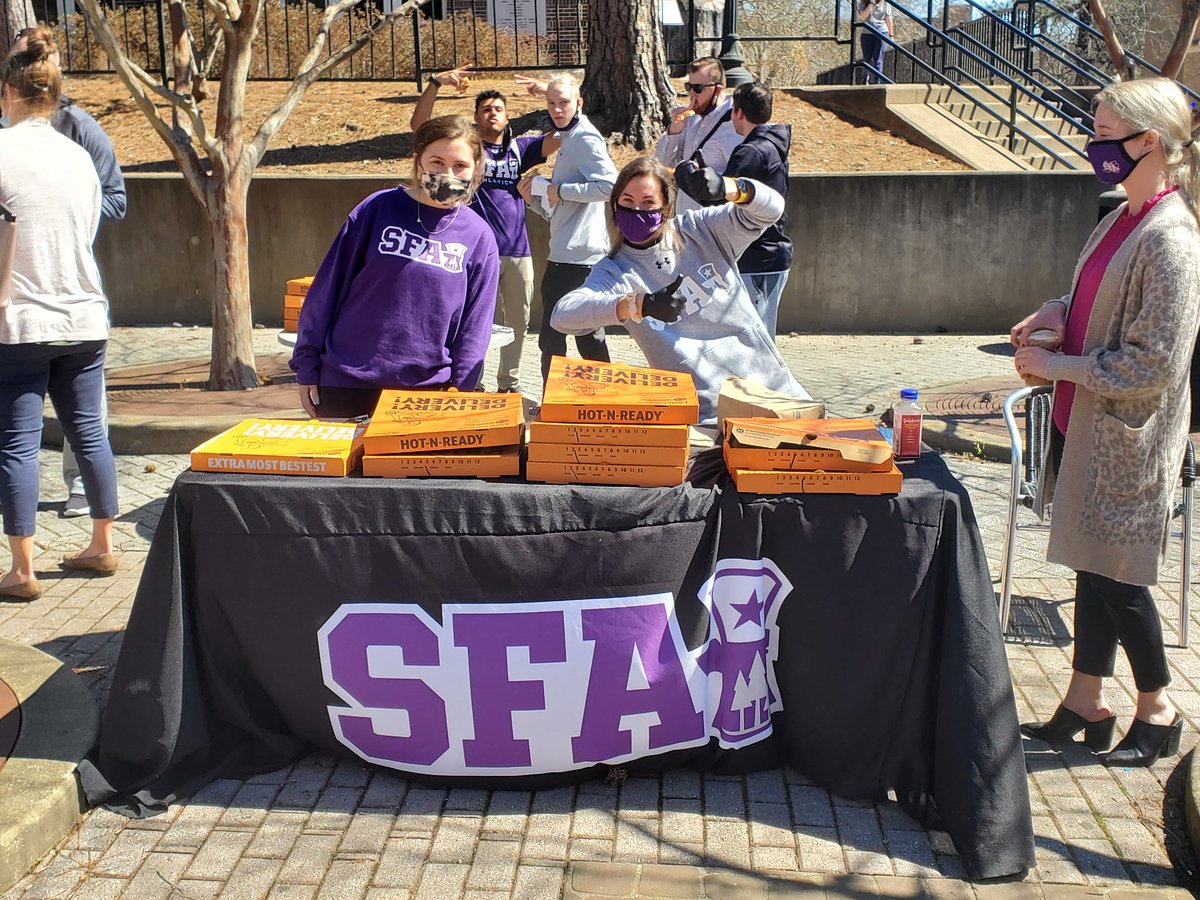 Awesome day for a <a href="/SFA_Athletics/">SFA Athletics</a> pep rally to honor our <a href="/SFA_MBB/">SFA Men’s Basketball</a> <a href="/SFA_WBB/">Ladyjacks Basketball</a> seniors. Be there at 530pm for the DH vs <a href="/ACUsports/">ACU Sports</a>! #RaiseTheAxe #AxeEm