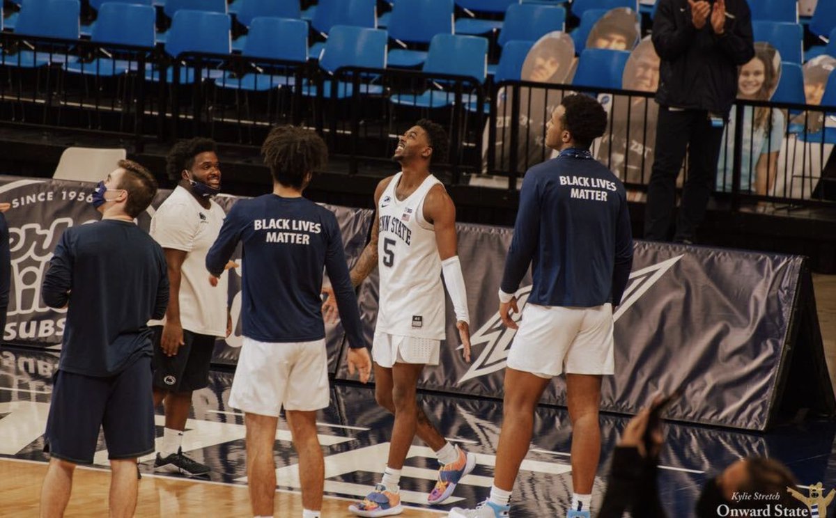 OnwardState's tweet photo. Penn State's five seniors were honored ahead of tonight's contest 💙 https://t.co/PUjYwWDoOX