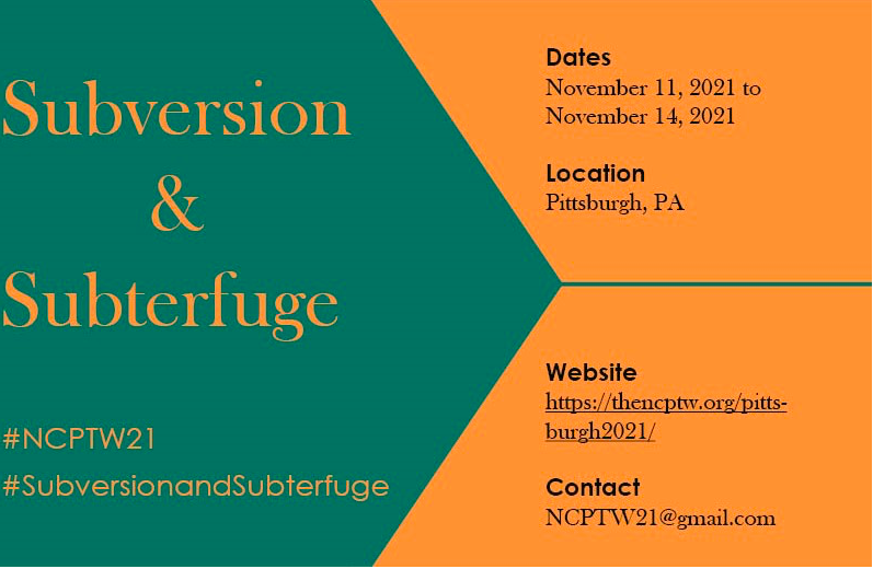 The National Conference on Peer Tutoring in Writing conference will be in Pittsburgh, Nov. 11-14. Call for proposals deadline: 4/25. thencptw.org/pittsburgh2021…