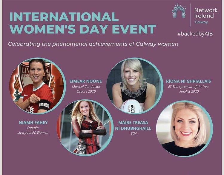 👏🏼Fabulous panel tonight with <a href="/networkgalway/">Network Ireland Galway</a> celebrating #internationalwomensday2021 with speakers <a href="/mairetreasa/">Máire Treasa</a> <a href="/rionanig/">Ríona Ní Ghriallais</a> <a href="/eimearnoone/">Eimear Noone</a> and Niamh Fahey Captain @liverpoolfc <a href="/LiverpoolFC/">Liverpool FC</a>W
#StrongerTogether #GalwayTalent