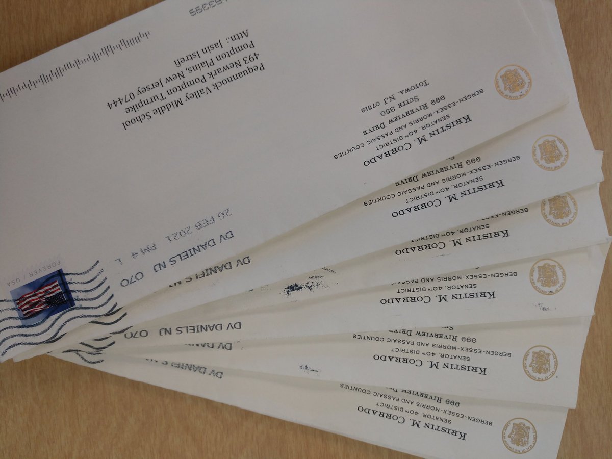 Letters from State Senator Kristin Corrado to my 7th grade Civics students. "I commend you for your political advocacy and engagement."
Thank you <a href="/sencorrado/">Senator Kristin Corrado</a> !
<a href="/PVPantherPride/">Pequannock Valley School</a> 
@beth_sheridan6 
<a href="/MichaelPortas/">Michael Portas</a> 
<a href="/JSeborowskiJr/">John Seborowski</a>