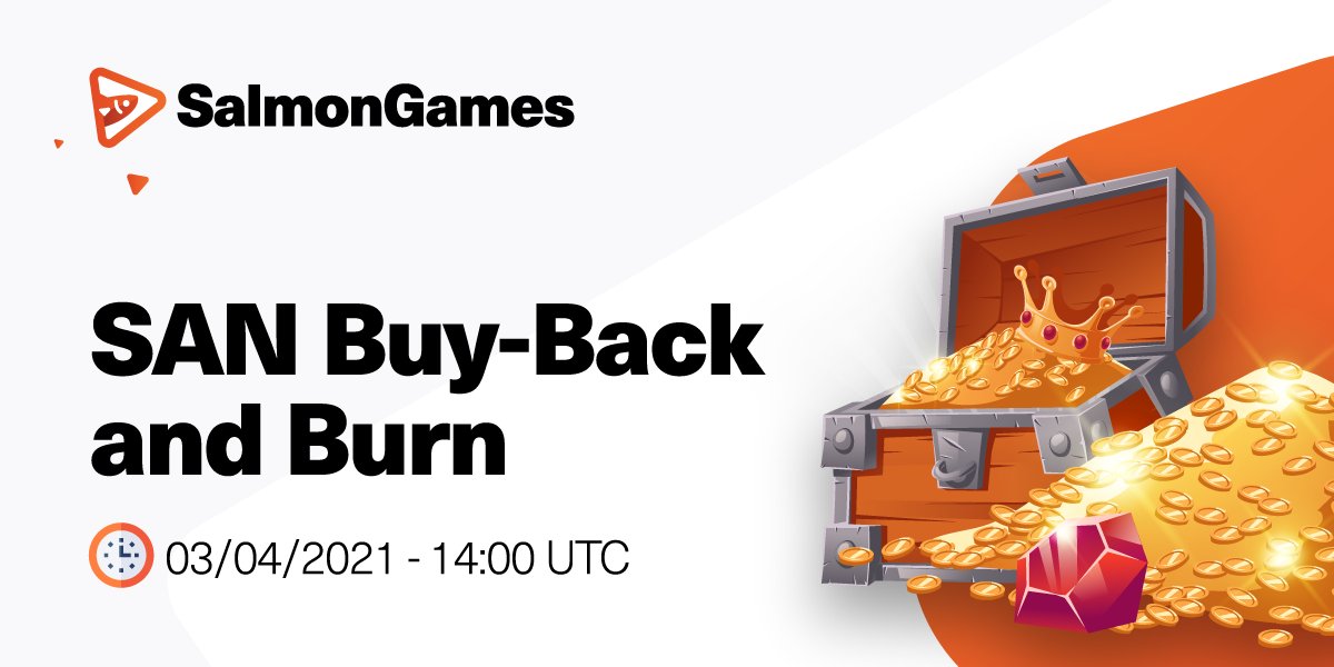 We will Buy-back and Burn $SAN tomorrow! Estimated date & time for purchase and burning is 03/04/2021 - 14:00 UTC Don't forget to check the San Fund' page: salmon.games/fund Stay tuned for updates! 😉 #TRX #Tron @justinsuntron @DeFi_JUST @defi_sunio