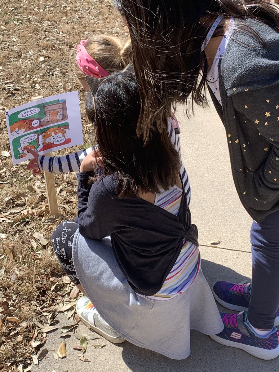 RivasReadsalot's tweet photo. Fresh air, a little exercise, and a story! I will definitely be making more Story Walks in the future! @PinkElementary #FISDreads https://t.co/3ePCaDWsaZ