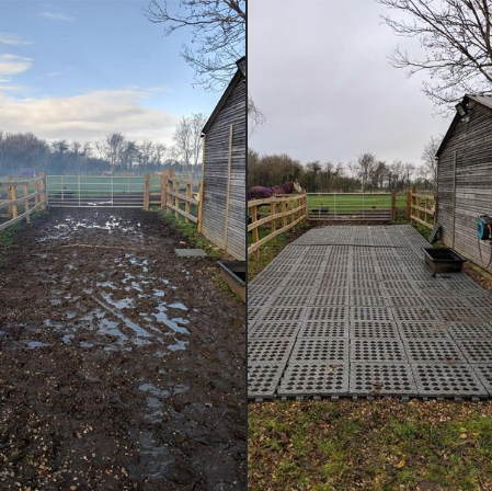 petecosupply's tweet photo. The snow is melting which means..MUD!!!

👀 Take a look at this muddy before and after.  Hahn Mud Control Grids are an easy solution to control the mud and keep the boots on your feet.  

Learn more about the Grids and more permanent Paddock Slabs, visit https://t.co/NBFcFYei6o https://t.co/6qpecum268