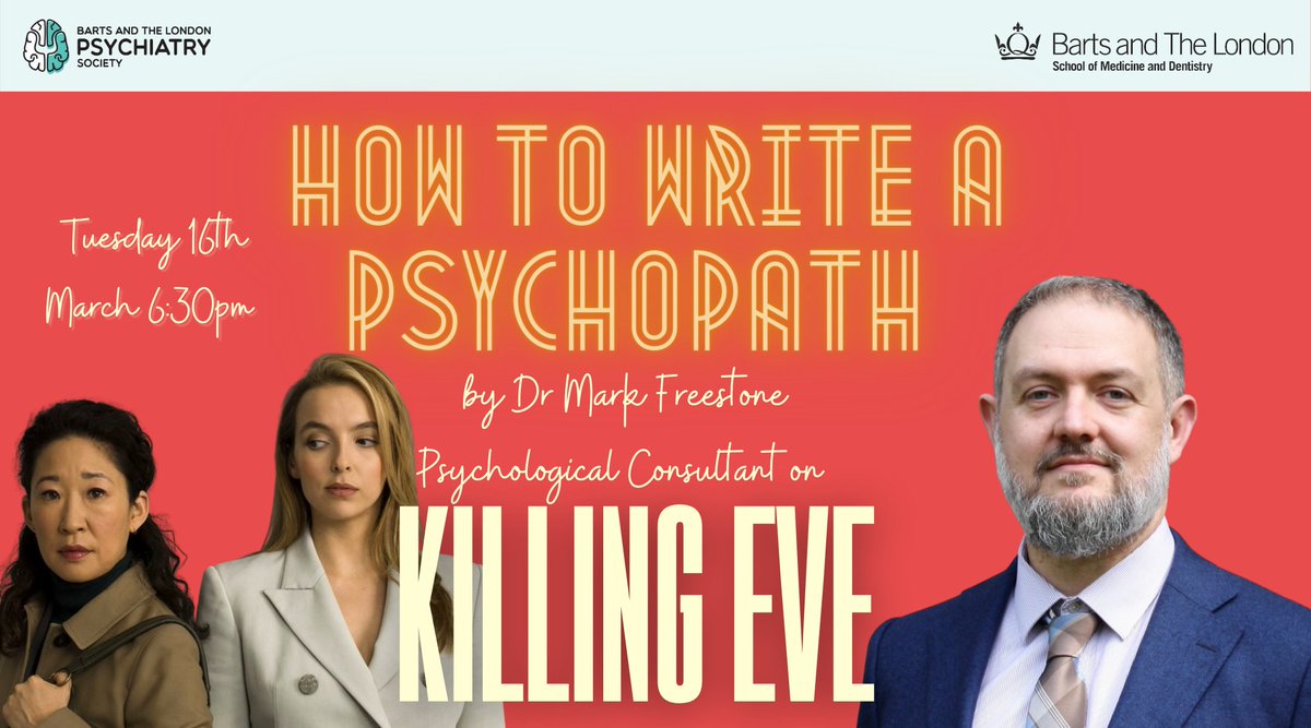 LIGHTS! CAMERA! ACTION! We are proud to present a thrilling talk on personality disorders in Film and TV by expert psychologist <a href="/DrFreestone/">Mark Freestone</a>, psychological consultant on <a href="/KillingEve/">Killing Eve</a>. Register at bit.ly/3rfIERg