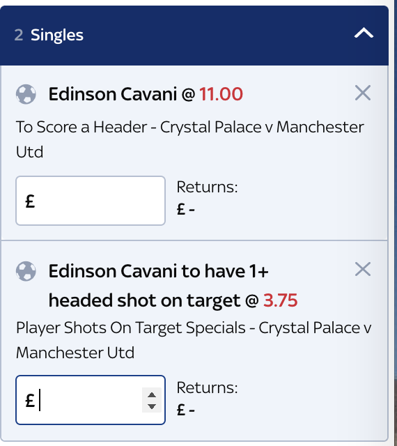 Four of Cavani's six league goals have come via his head this season. I'll be having a small dabble on these with Sky Bet https://t.co/TGhdRCyJrB