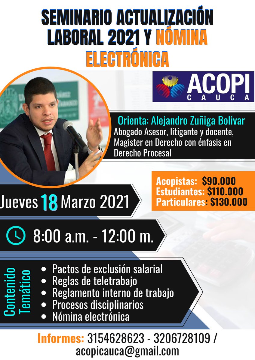 📚𝗧𝗮𝗹𝗹𝗲𝗿 𝗦𝗲𝗺𝗶𝗻𝗮𝗿𝗶𝗼 𝗩𝗶𝗿𝘁𝘂𝗮𝗹 𝗔𝗰𝘁𝘂𝗮𝗹𝗶𝘇𝗮𝗰𝗶𝗼́𝗻 𝗹𝗮𝗯𝗼𝗿𝗮𝗹 𝟮𝟬𝟮𝟭 𝘆 𝗻𝗼́𝗺𝗶𝗻𝗮 𝗲𝗹𝗲𝗰𝘁𝗿𝗼́𝗻𝗶𝗰𝗮
𝗜𝗻𝘀𝗰𝗿𝗶𝗽𝗰𝗶𝗼𝗻𝗲𝘀 👉🏻 forms.gle/iBZiSQCrqyFrRN…
🔉CERTIFICADO
✔️Dcto. 𝟭𝟬% hasta el 4 de marzo
✔️Dcto. 𝟱% hasta el 23 de marzo