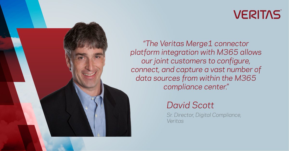 Veritas Technologies (@veritastechllc) on Twitter photo Veritas joins the <a href="/Microsoft/">Microsoft</a> Intelligent Security Association, a global exosystem of software vendors and managed security service providers. We have integrated our Merge1 solution into the Microsoft 365 Compliance Center.
Read more from @MSFTSecurity: vrt.as/3859gN8 Veritas joins the <a href="/Microsoft/">Microsoft</a> Intelligent Security Association, a global exosystem of software vendors and managed security service providers. We have integrated our Merge1 solution into the Microsoft 365 Compliance Center.
Read more from @MSFTSecurity: vrt.as/3859gN8