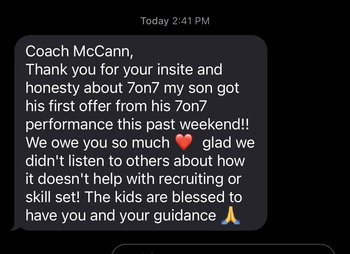 CoachMcCannJSG's tweet photo. Oh thought 7on7 didn’t get guys Offe..... nvm 

Watch who you you guys are listening to! And parents do your research... https://t.co/jW36zvIymA