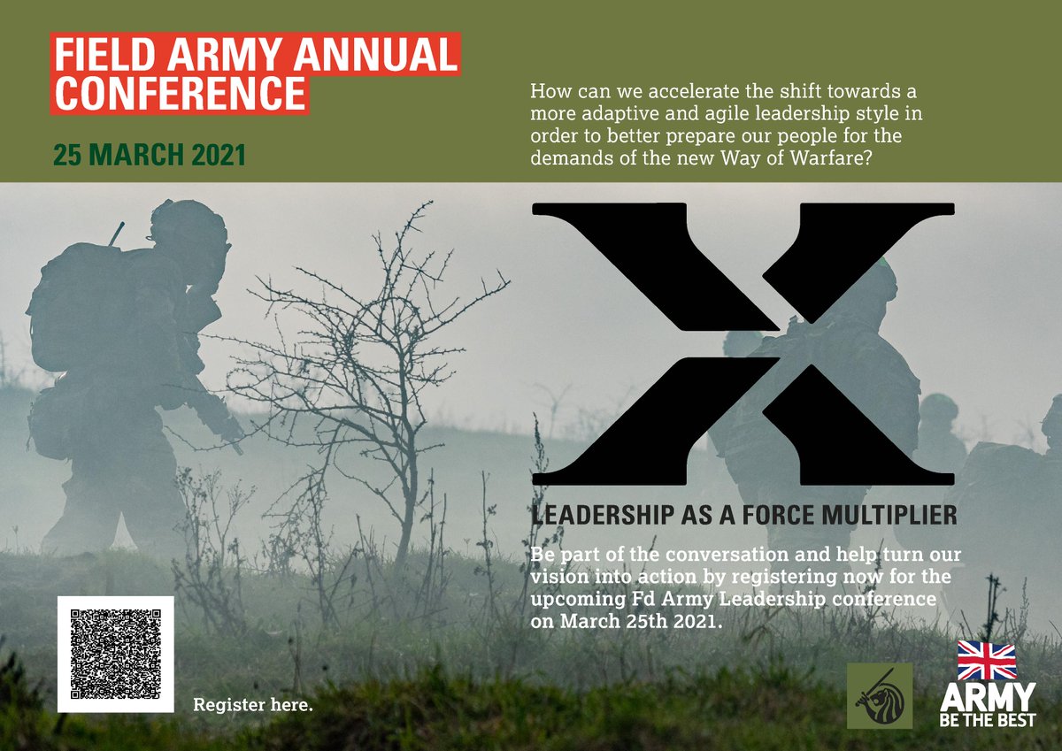 Don't miss out.... The Field Army Conference is on 25 Mar. We are focussing on Leadership as a Force Multiplier. To join us go onto our Defence Connect page and register now! 

jive.defencegateway.mod.uk/groups/field-a…