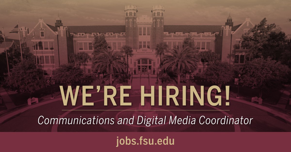 We are hiring a Communications and Digital Media Specialist to work hands-on with our social media accounts, digital marketing and content development.

Visit gonol.es/now-hiring to apply. Applications must be submitted by March 8 through FSU's website to be considered.