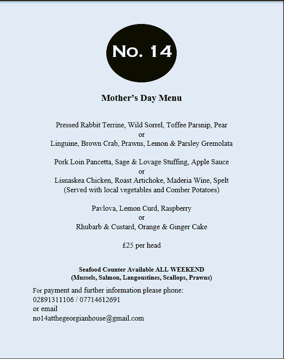 14Georgian's tweet photo. Launching our mothers day menu, let us do the work, we will have a full selection of Fresh seafood to enjoy every weekend, now taking orders, thank you for all the support
#alwayssupportinglocal https://t.co/ilNG7GLkgf