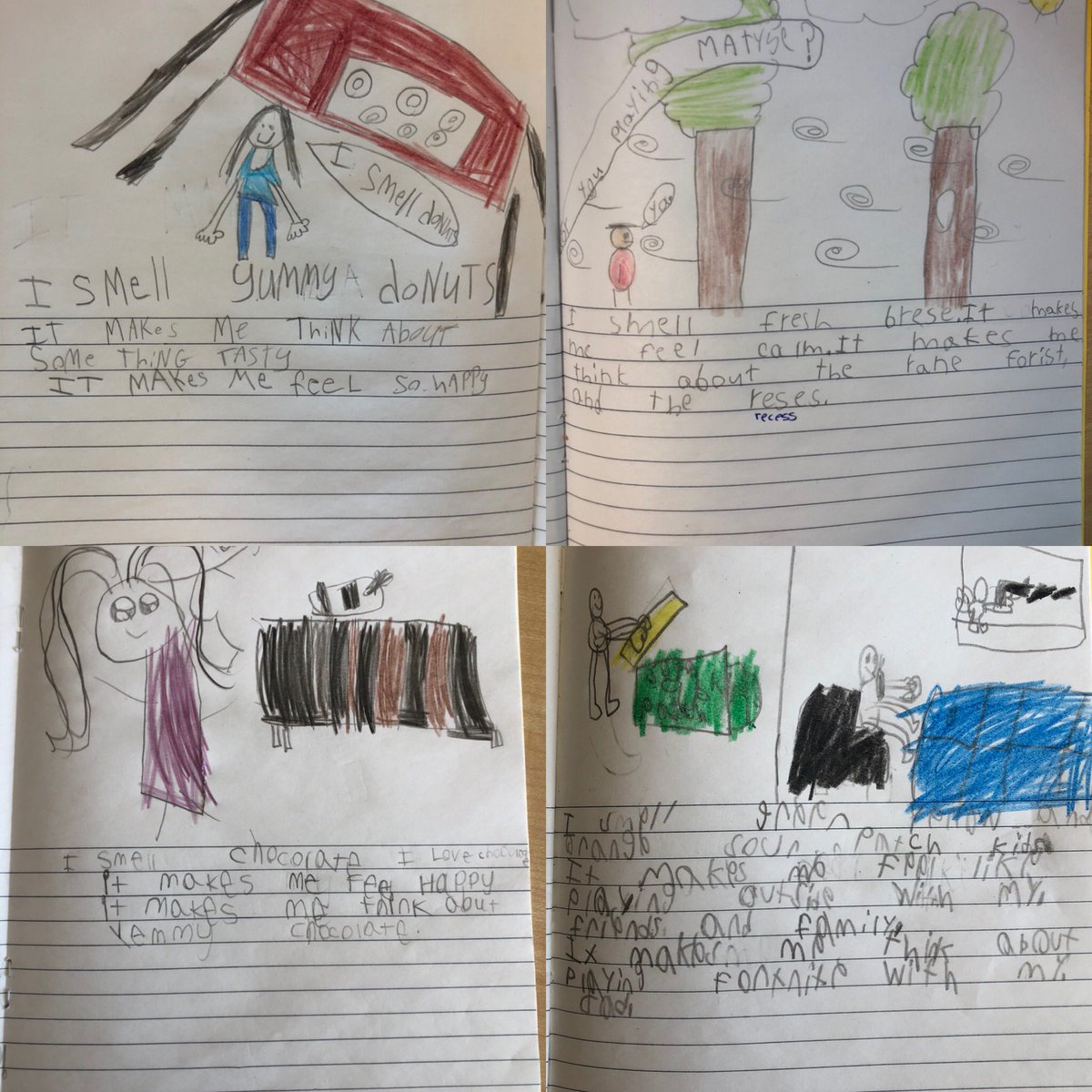 mrsfleten's tweet photo. Thank you @MrsOudesluys for teaching us more about SMELL during #mindsup today!! We wrote all about our favourite smell in our journals. https://t.co/804DDSJ5Nt