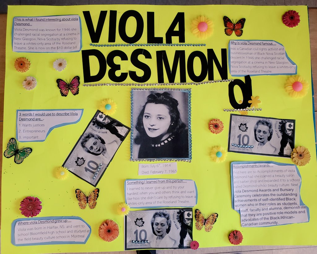 Ms_MNaresh's tweet photo. Grade 5/6 Biography Projects we completed using the Periodic Table of Canadian Black History published by Parents for Diversity for #BlackHistoryMonth2021 https://t.co/bLpcRD5r9L